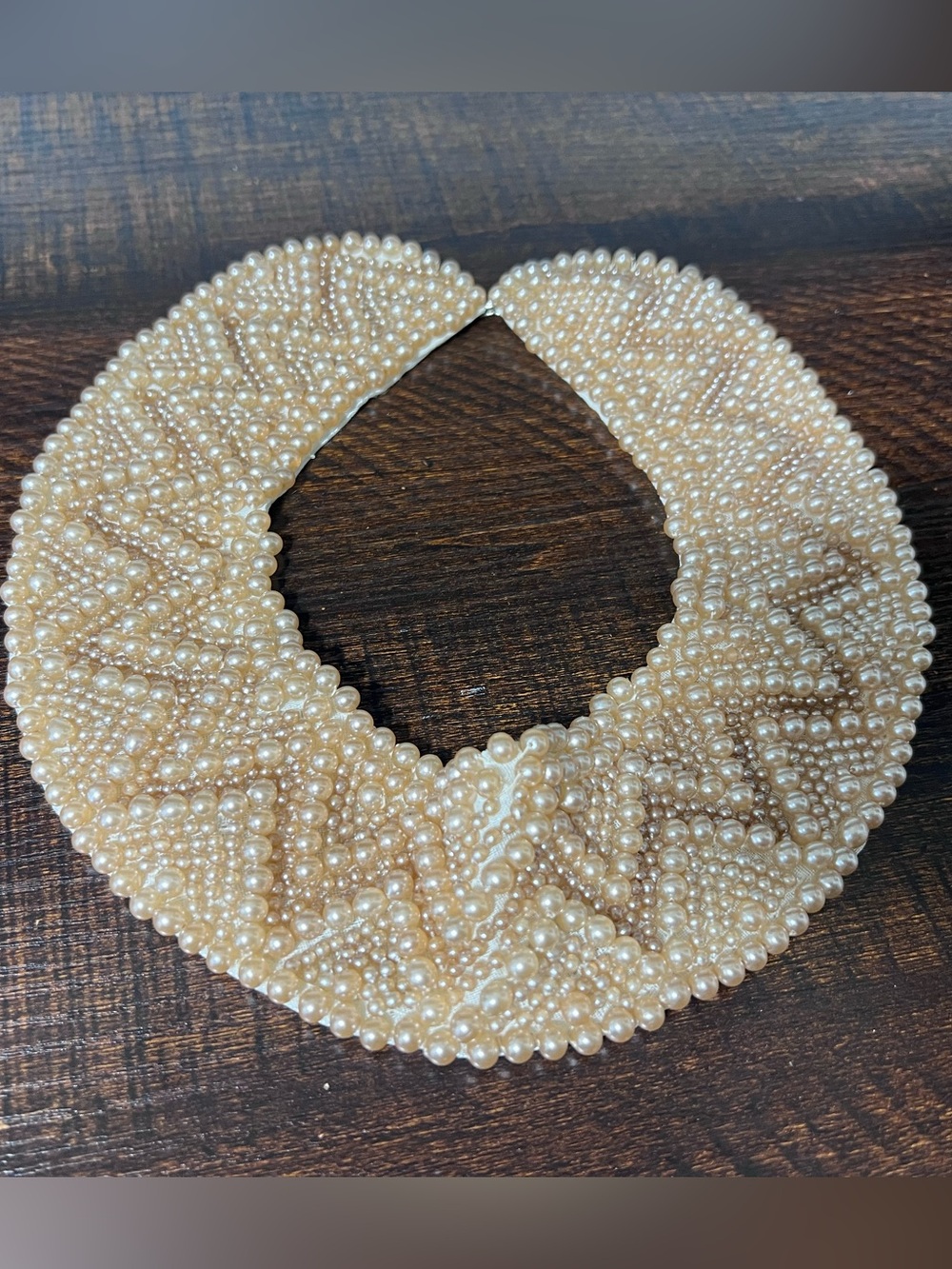 Vintage Glentex Beaded Pearl Collar Necklace - Cream Statement Accessory